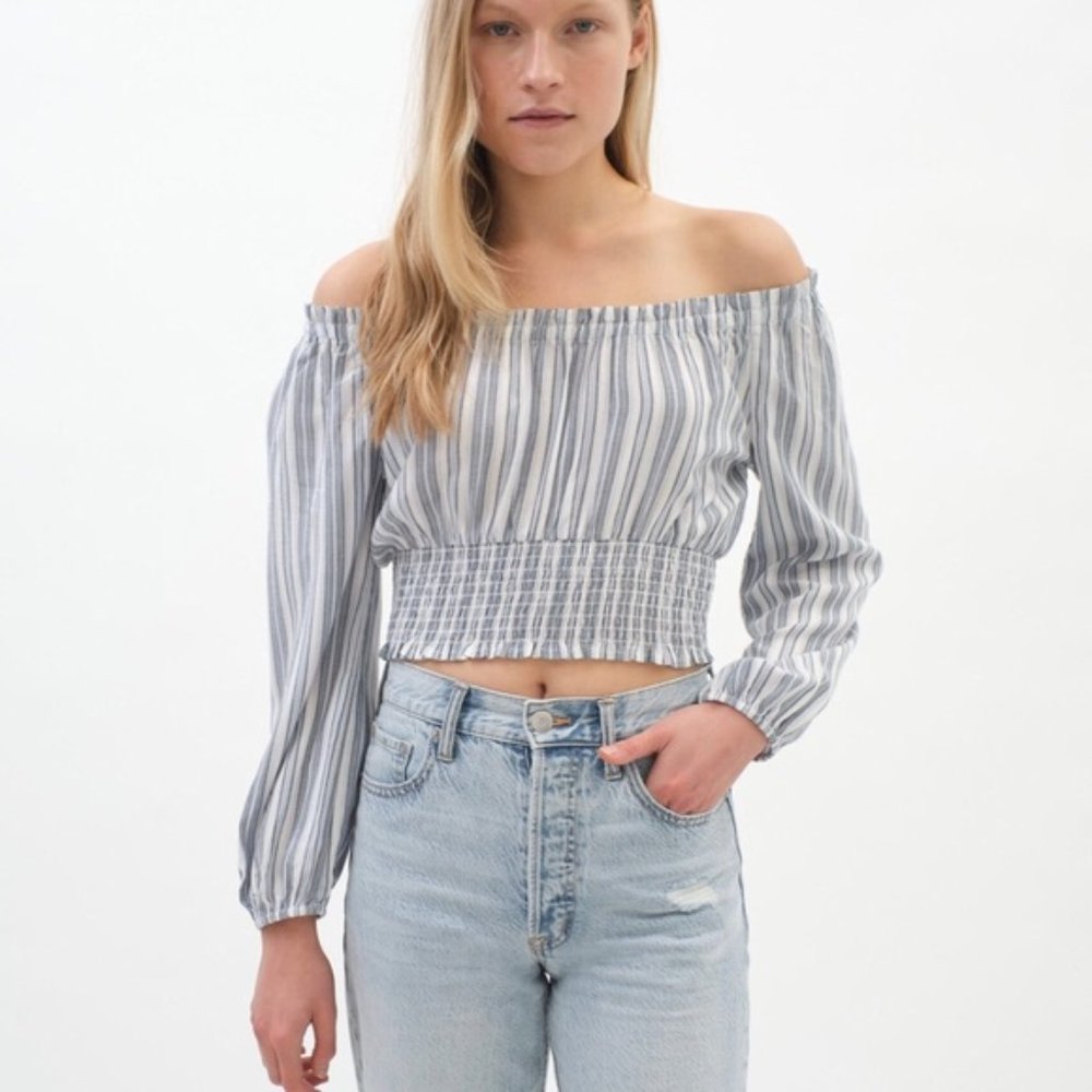 NWOT Aéropostale Long sleeve striped off the-shoulder crop top